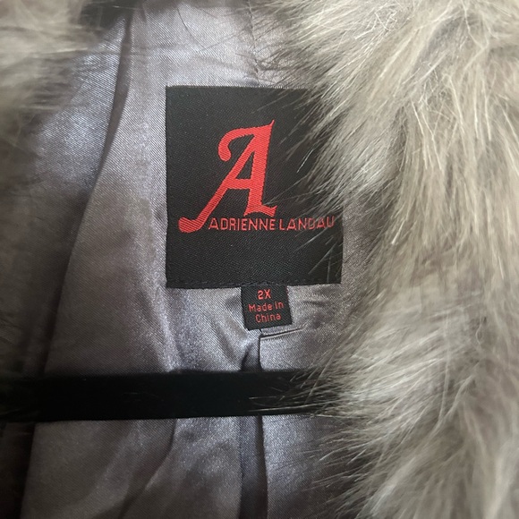 Adrienne Landau Faux Fur Teddy Jacket in Grey - Picture 4 of 6